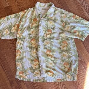 Tommy Bahama  Tropical Pineapple Hawaiian Button-Up Shirt - Cream & Green